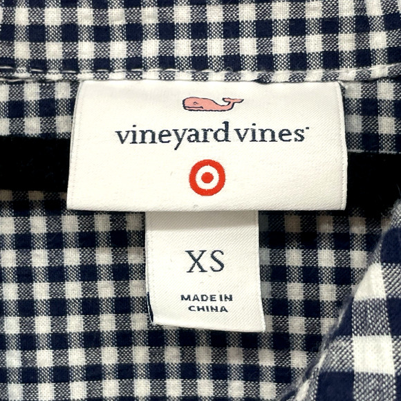 Vineyard Vines Target Shirt Dress Womens XS Blue White Gingham Button Pockets - Picture 3 of 11